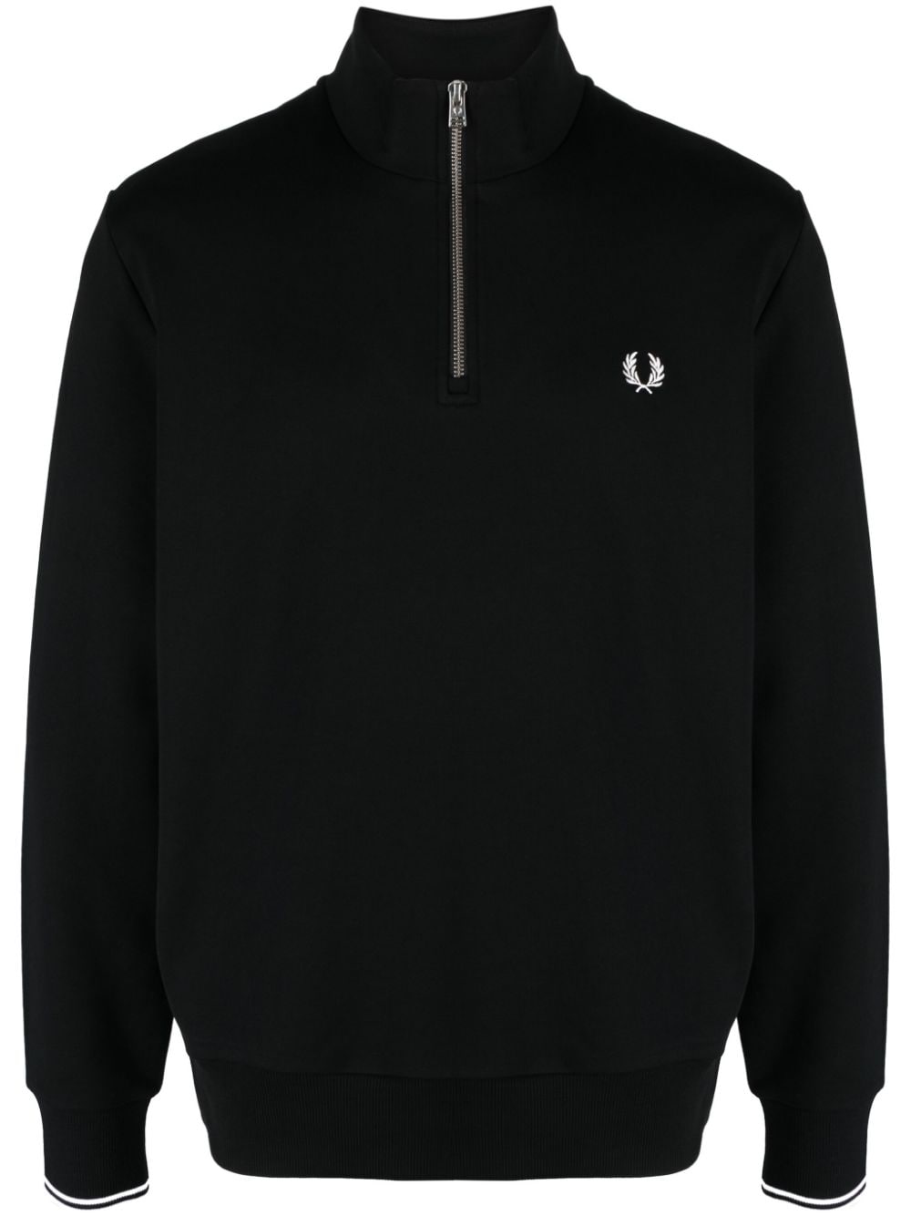 logo-embroidered zip-up jumper