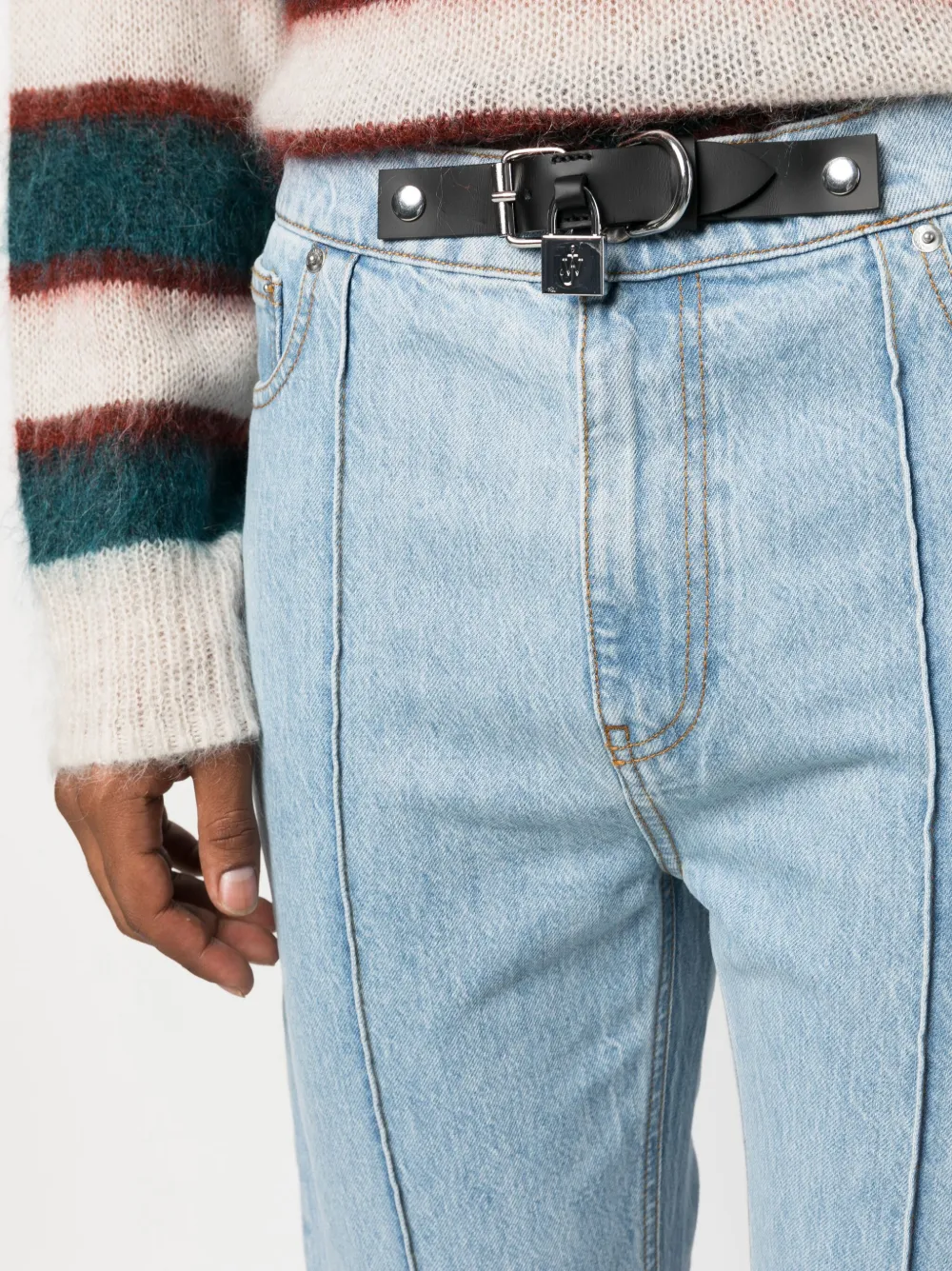 Shop Jw Anderson Padlock-detail Straight-leg Jeans In Blue