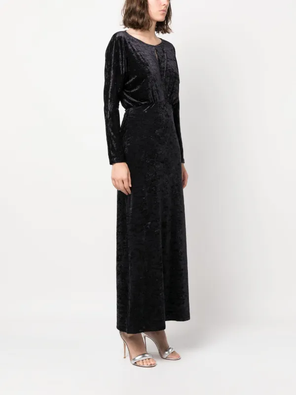 PAROSH AW ドレス-ロング ブラック系 Made In Italy P.A.R.O.S.H. Velvet long-sleeve Maxi Dress | Black | FARFETCH GE