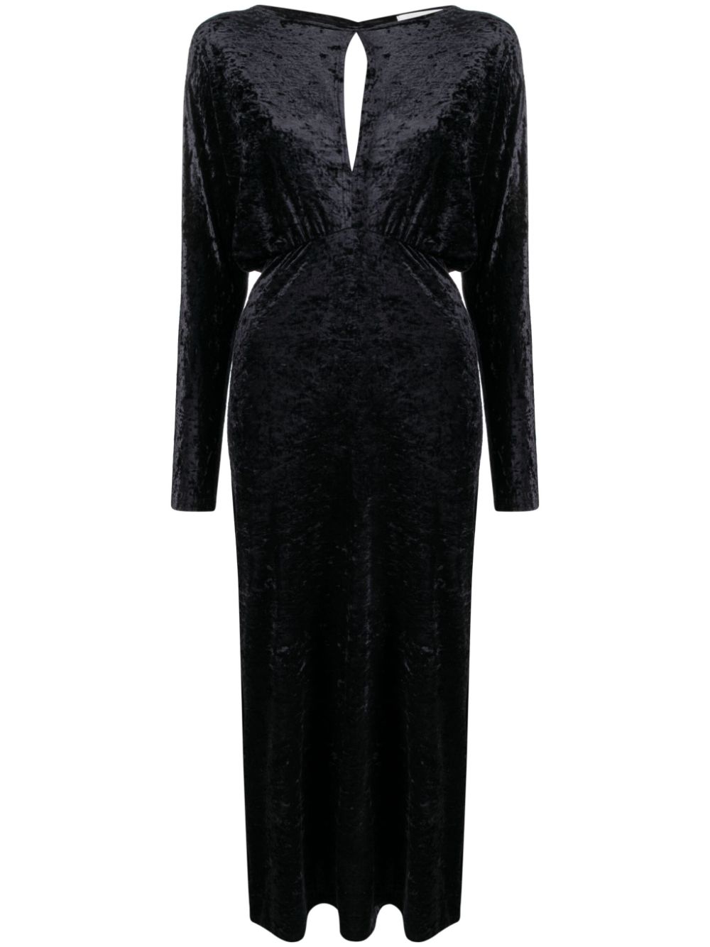 Fashion black velvet long sleeve gown