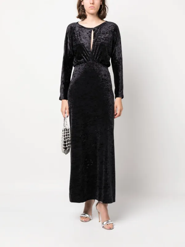 PAROSH AW ドレス-ロング ブラック系 Made In Italy P.A.R.O.S.H. Velvet long-sleeve Maxi Dress | Black | FARFETCH GE