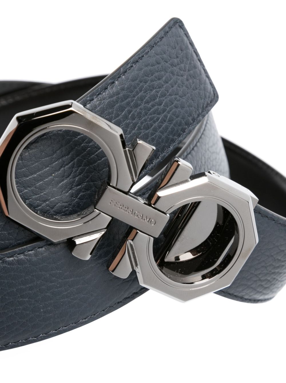 Ferragamo Gancini-buckle reversible leather belt - Blauw