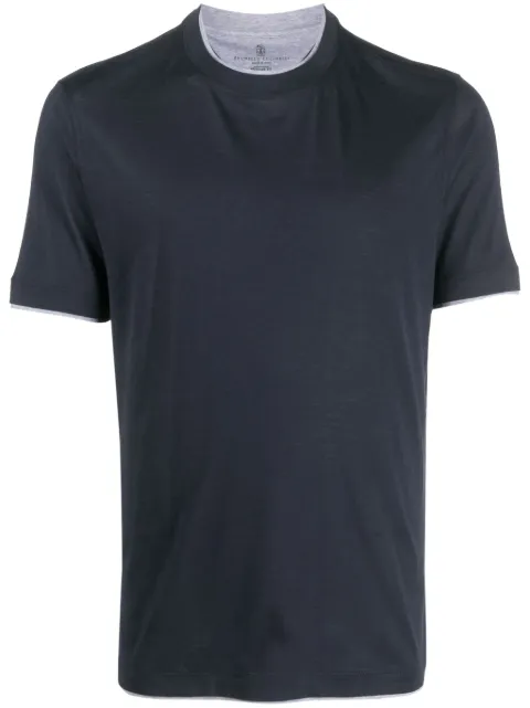 Brunello Cucinelli t-shirt en soie mélangée à manches courtes 