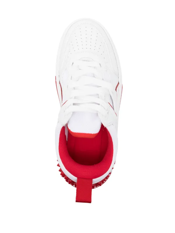 Christian Louboutin Spike Stud Panel Leather Sneakers | White