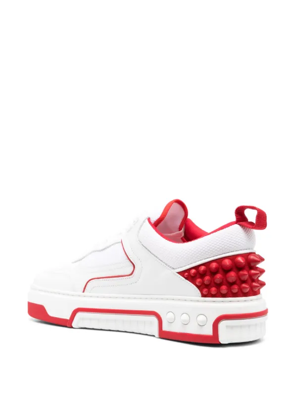 Christian Louboutin Spike Stud Panel Leather Sneakers | White