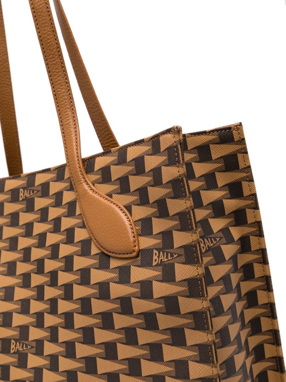 Shop Bally Pennant-print Faux-leather Tote Bag In Brown