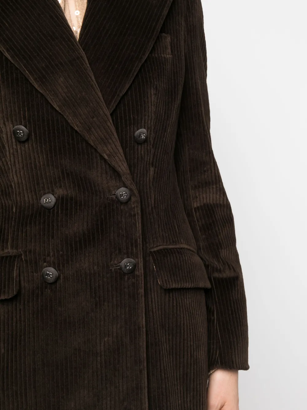 Dolce & Gabbana Double Breast Corduroy Jacket In Brown