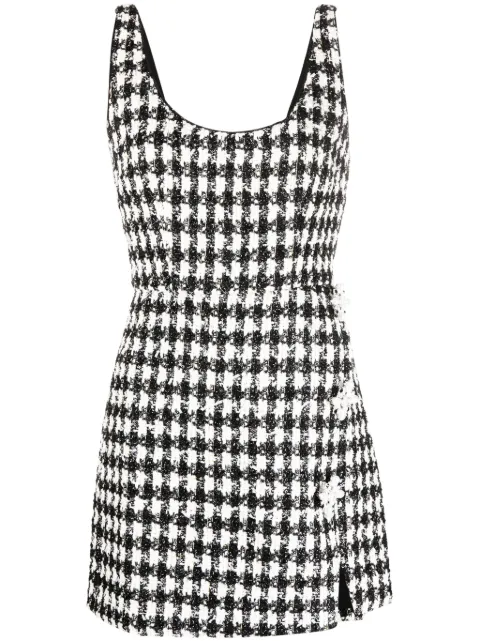 Self-Portrait check-pattern bouclé minidress