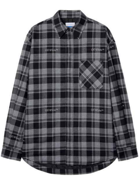 Off-White logo-embroidered checked padded shirt Men