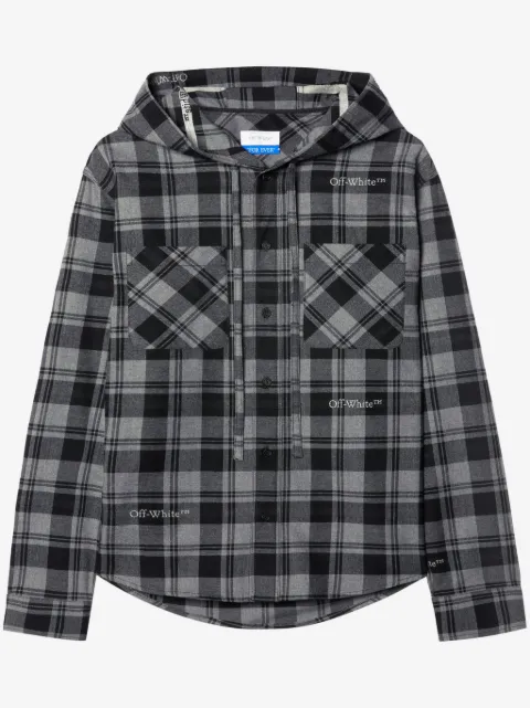 Off-White checked hooded shirt