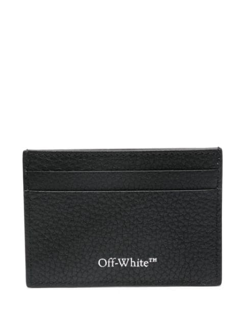 Diag-stripe leather cardholder