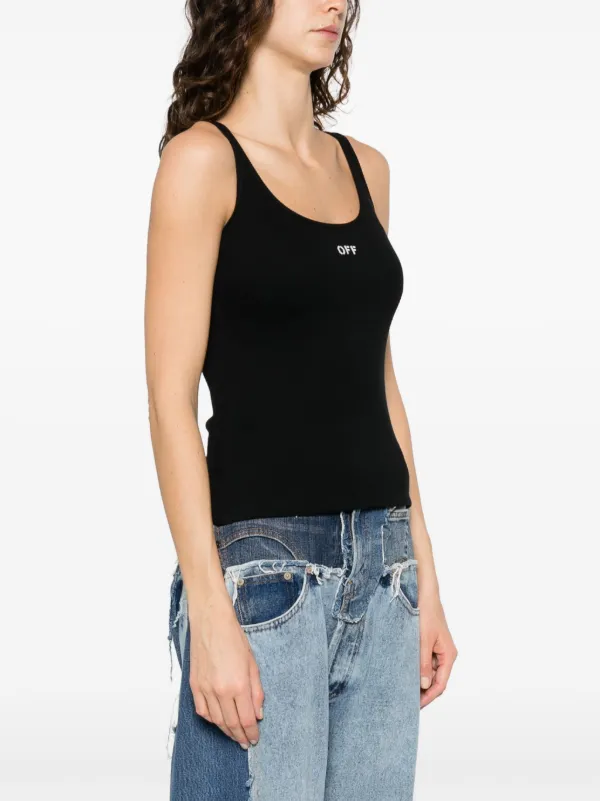 Off-White Off Stamp ribbed-knit Tank Top | Black | FARFETCH