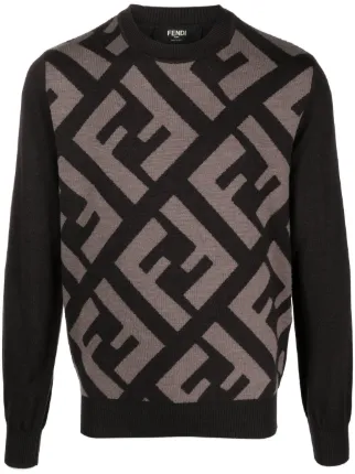 FENDI monogram pattern Wool Jumper Brown FARFETCH IE