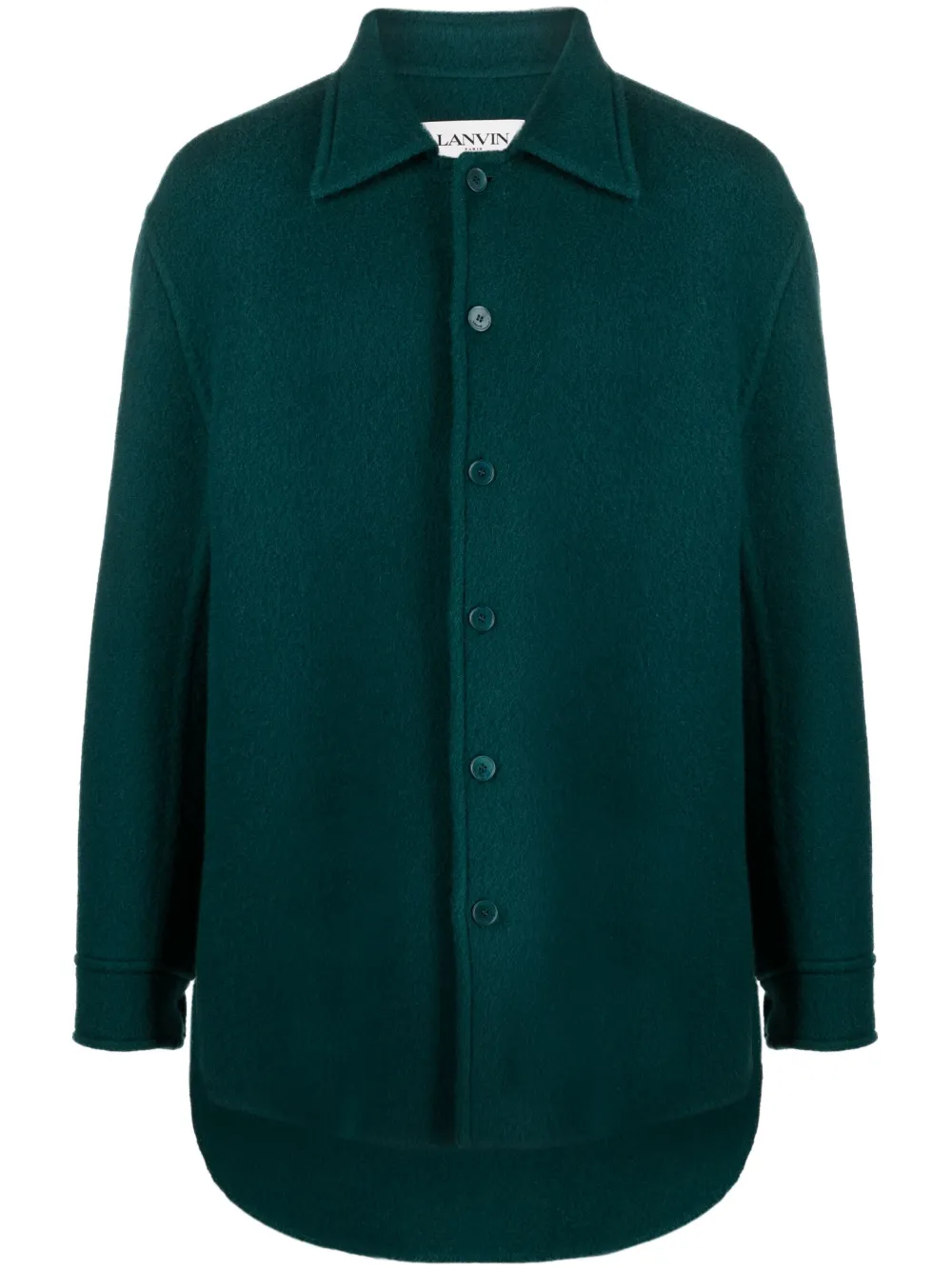 Shop Lanvin Mohair-virgin Wool Blend Overshirt In Green