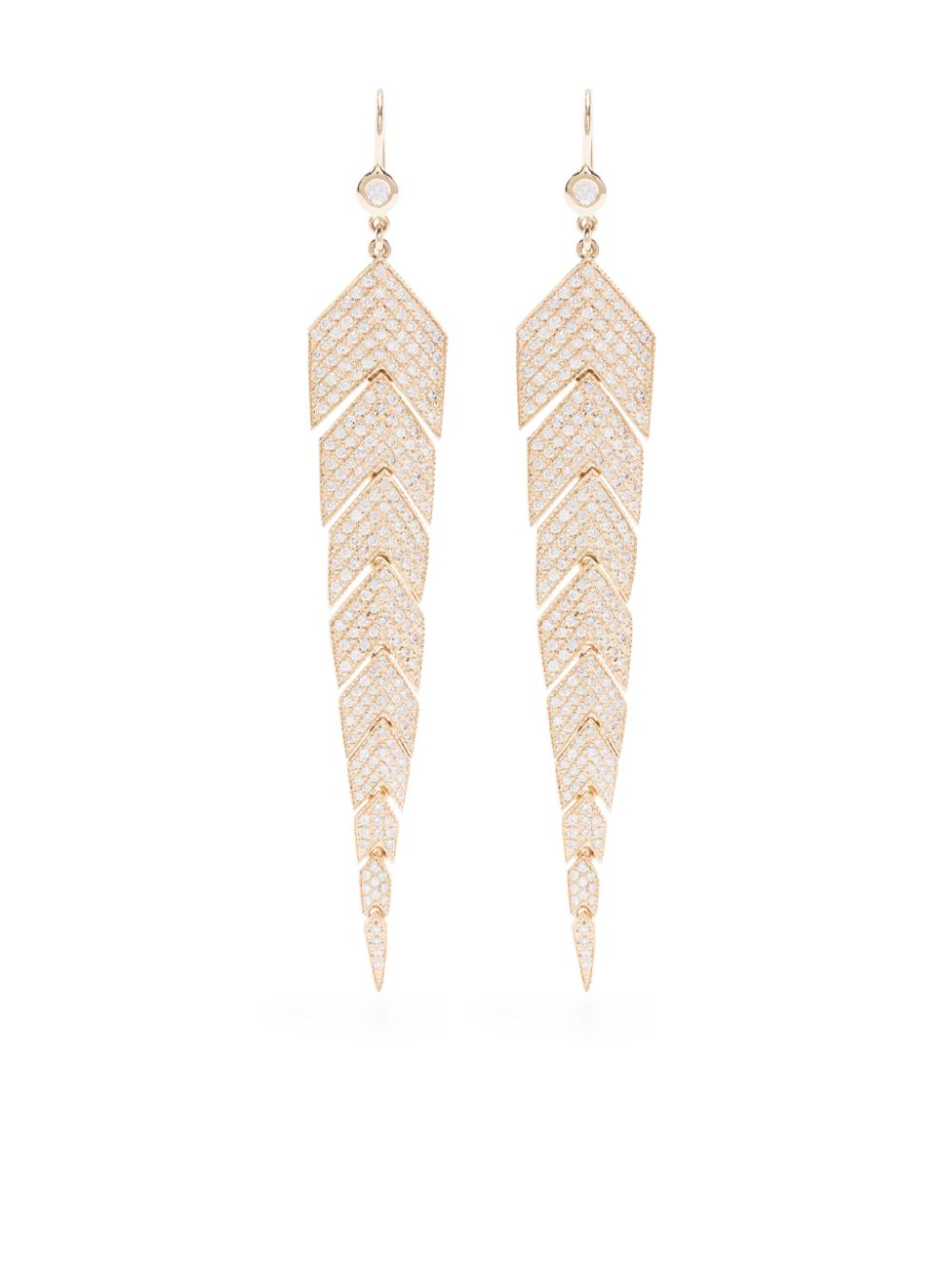 Jacquie Aiche 14K yellow gold medium diamond fishtail earrings