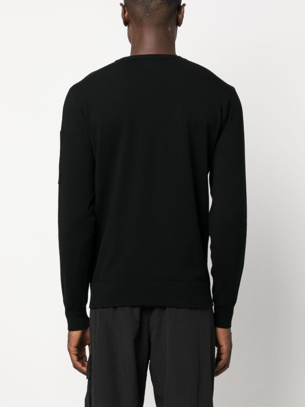 Shop C.p. Company Lens-detail Fine-knit Sweatshirt In Black