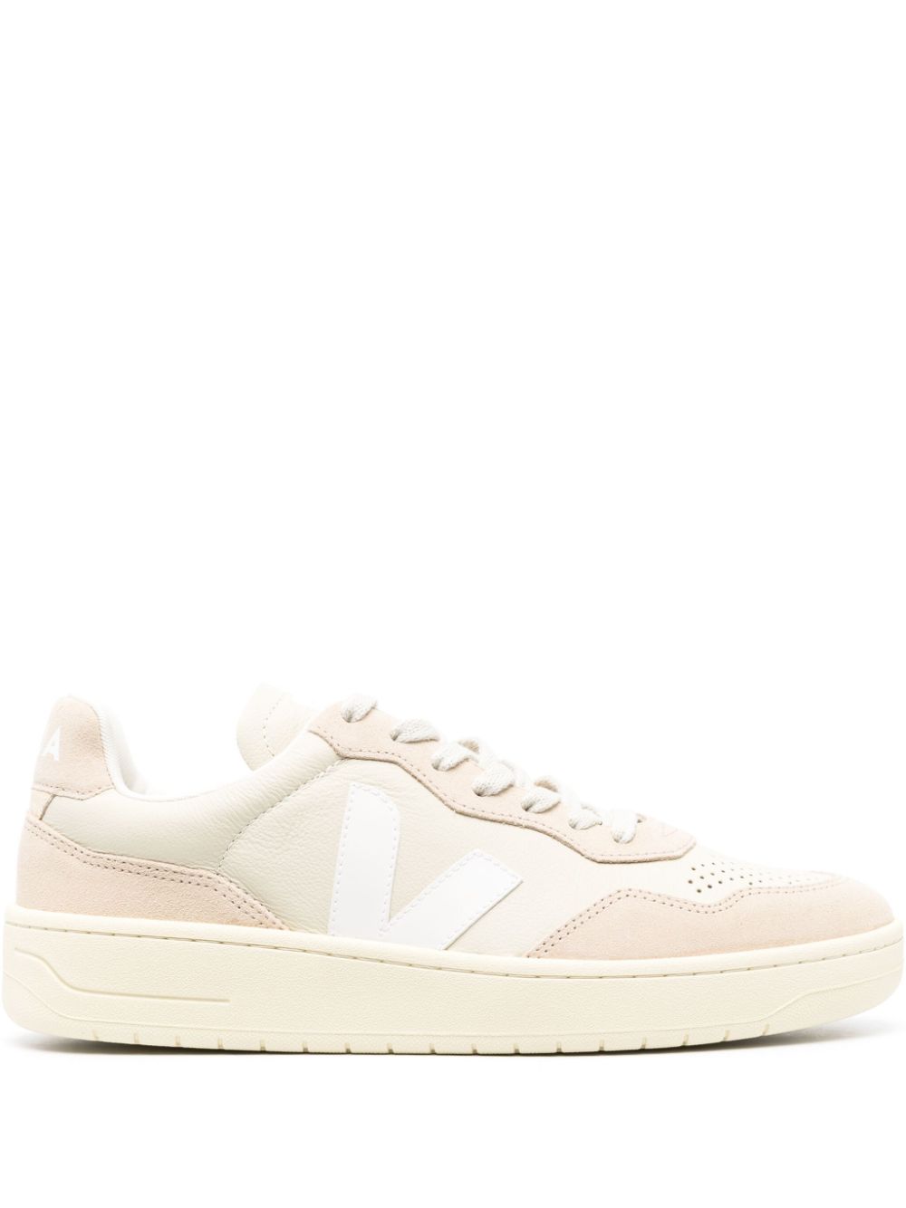 VEJA V-90 panelled low-top suede sneakers - Neutrals