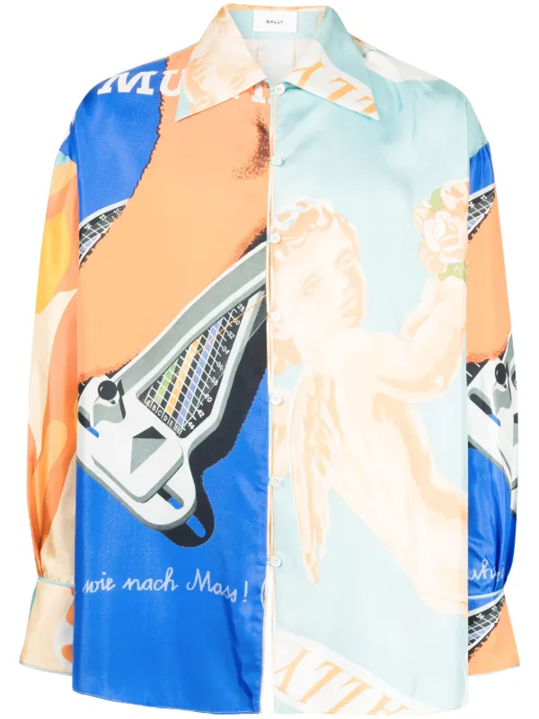 Bally Abstract-print Panelled Shirt in Multicolour