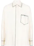 Bally contrast-piping silk pyjama shirt - White