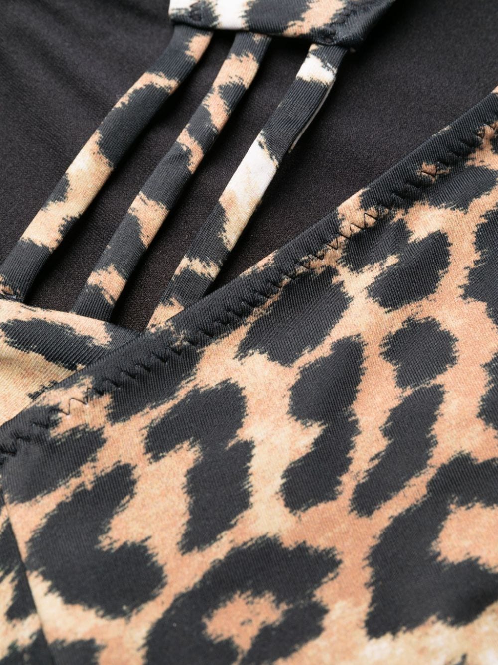 Shop Ganni Leopard-print Cut-out Bikini Bottoms In Brown