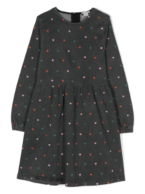 Stella McCartney Kids embroidered heart-motif denim dress