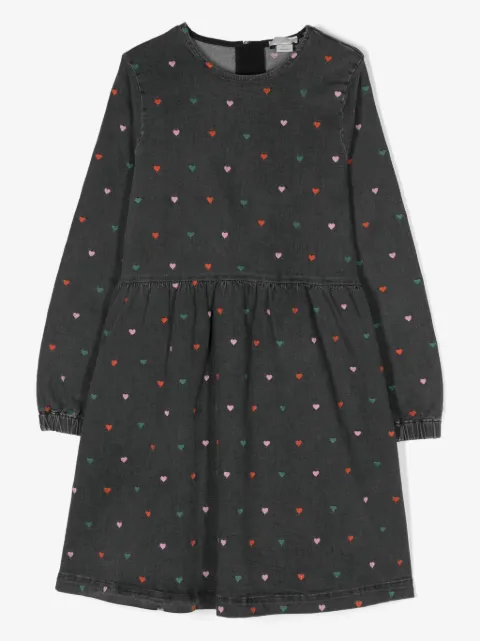Stella McCartney Kids vestido de mezclilla con corazones bordados