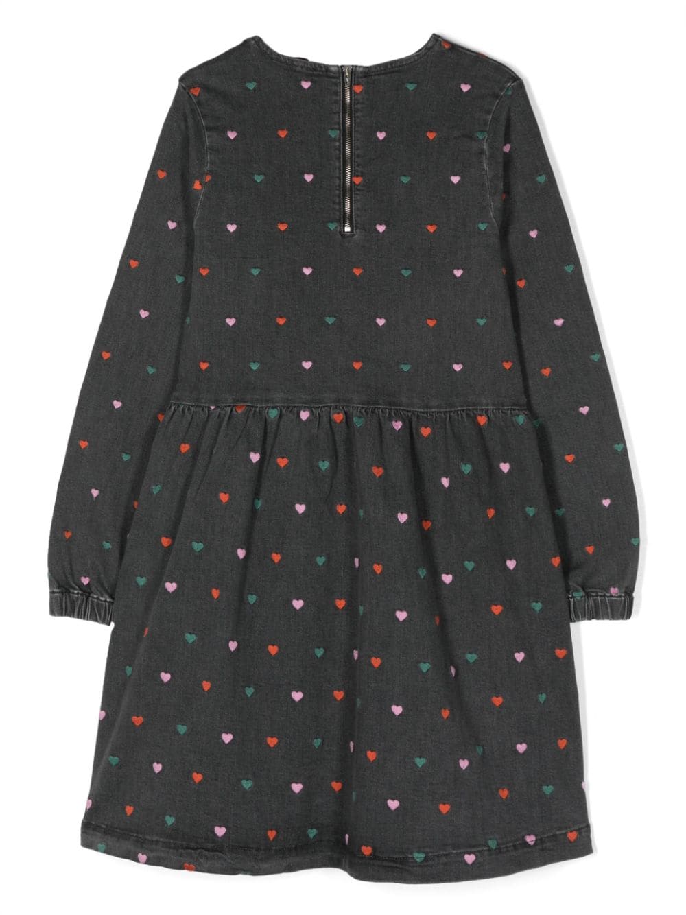 Stella McCartney Kids embroidered heart-motif denim dress - Grijs