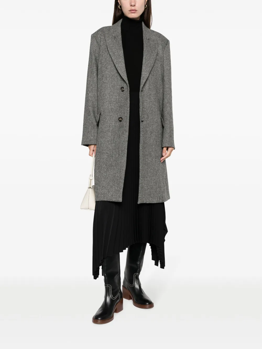 A.P.C. herringbone virgin-wool coat - Grijs