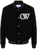 Off-White logo-appliqué varsity bomber jacket - Black