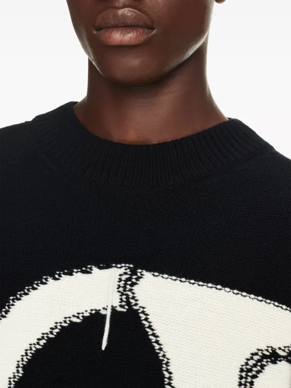 【送料&関税込】Off-White Off White Intarsia-logo Crewneck S Off-White intarsia-knit Logo Sweater | Black | FARFETCH