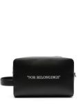 Off-White Quote-print leather wash bag - Black