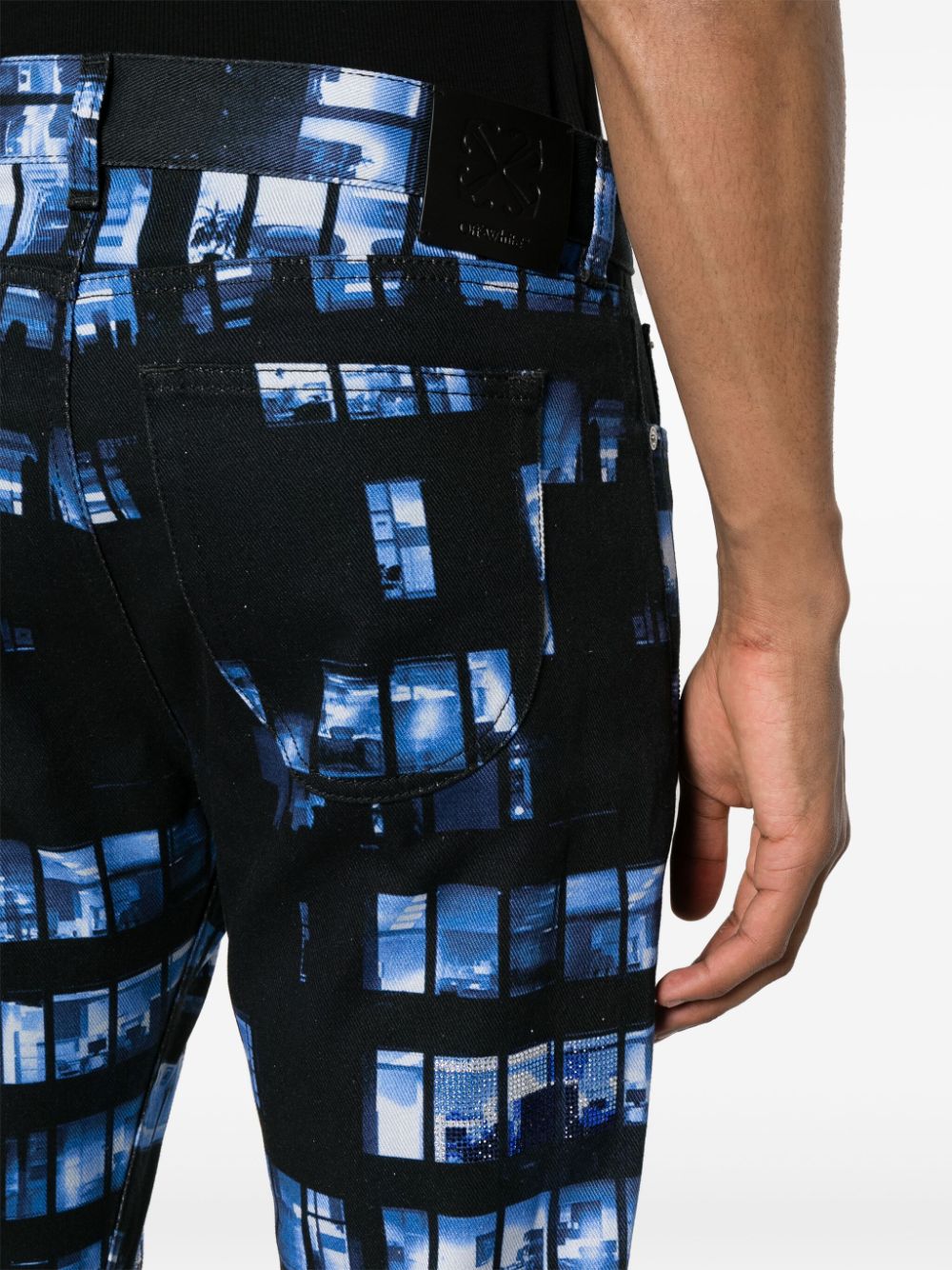 Shop Off-white Windows-print Flared Jeans In Black