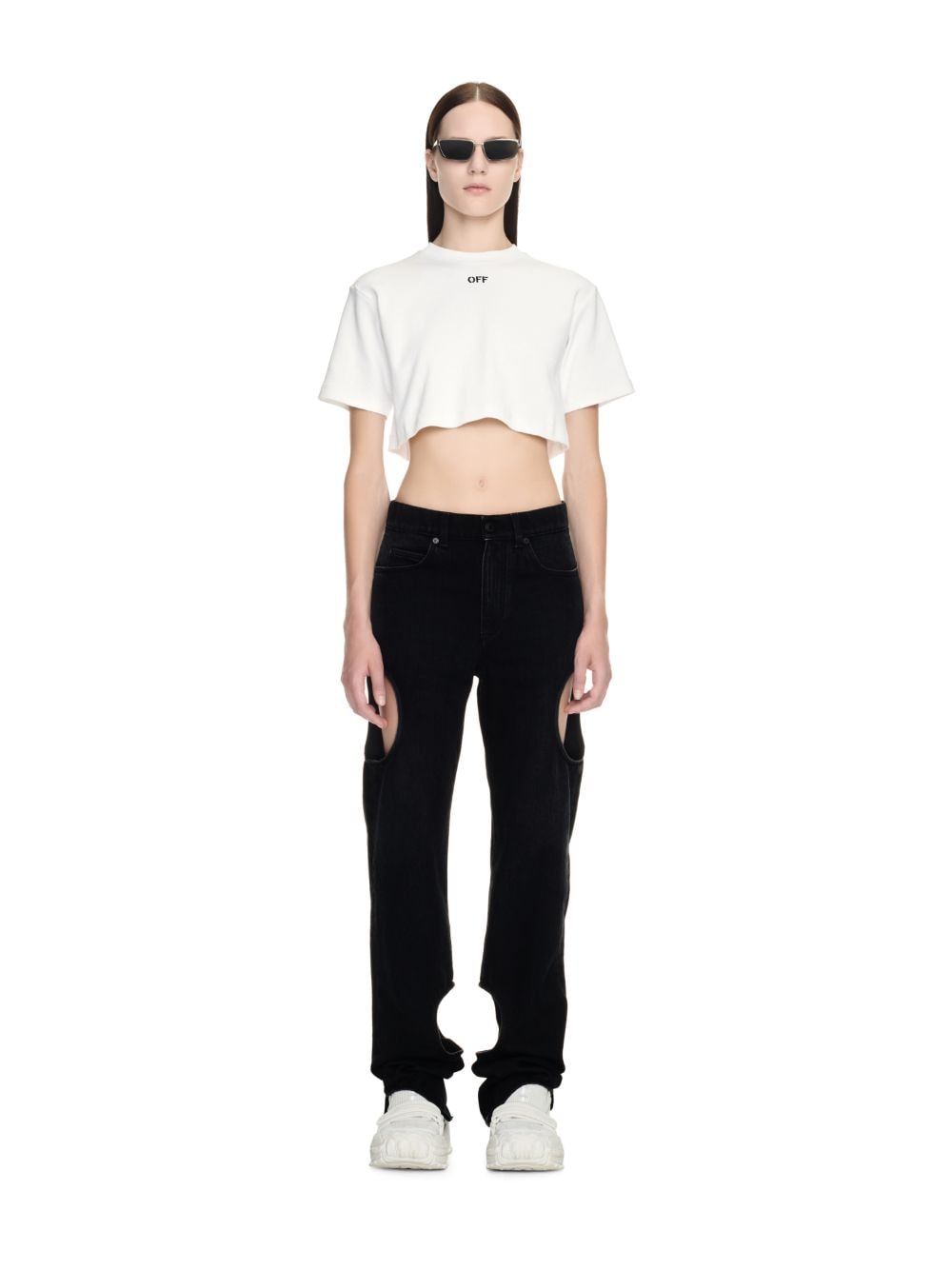 Shop Off-white Off Stamp Rib Cropped Tee In White