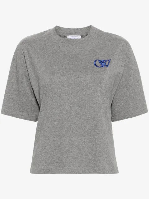 Off-White logo-embroidered cotton T-shirt