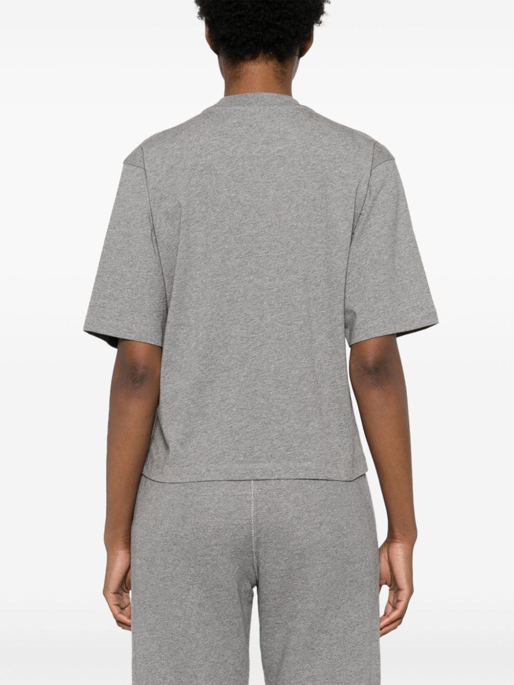 Shop Off-white Logo-embroidered Cotton T-shirt In Grey