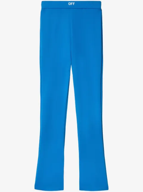 Off-White logo-waistband flared leggings