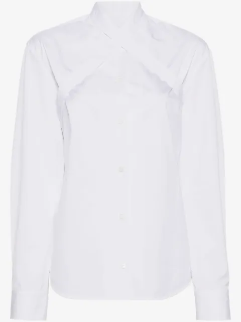 Off-White cross-collar cotton-poplin shirt