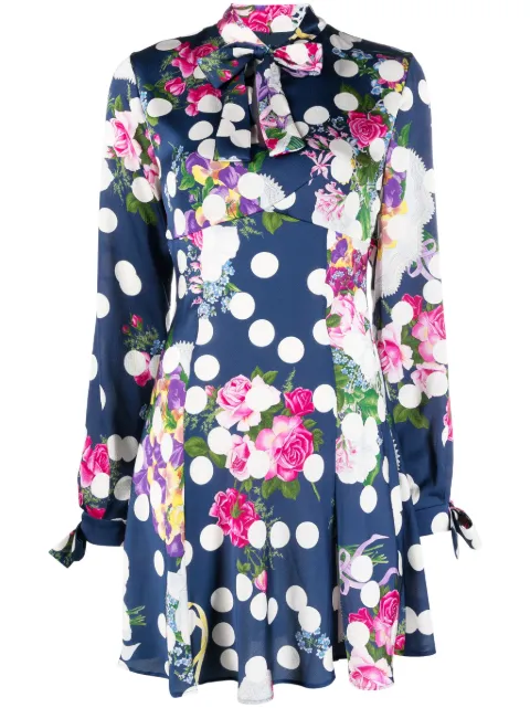 MSGM polka-dot pattern pussy-bow minidress