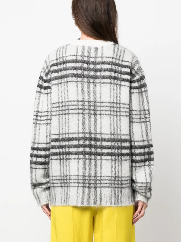 【送料&関税込】J.W. Anderson Logo Check Sweater JW Anderson logo-embroidered check-pattern Jumper | White