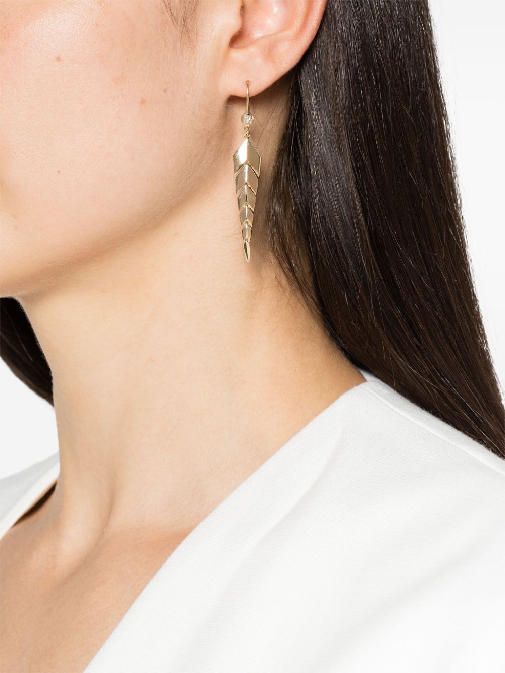 Shop Jacquie Aiche 14kt Yellow Gold Small Fishtail Drop Earrings