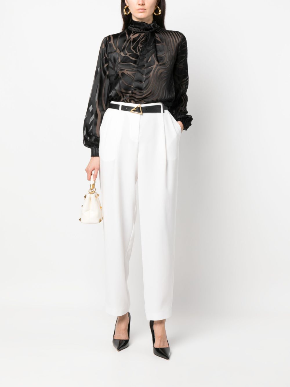 Alberta Ferretti Semi-transparante blouse - Zwart