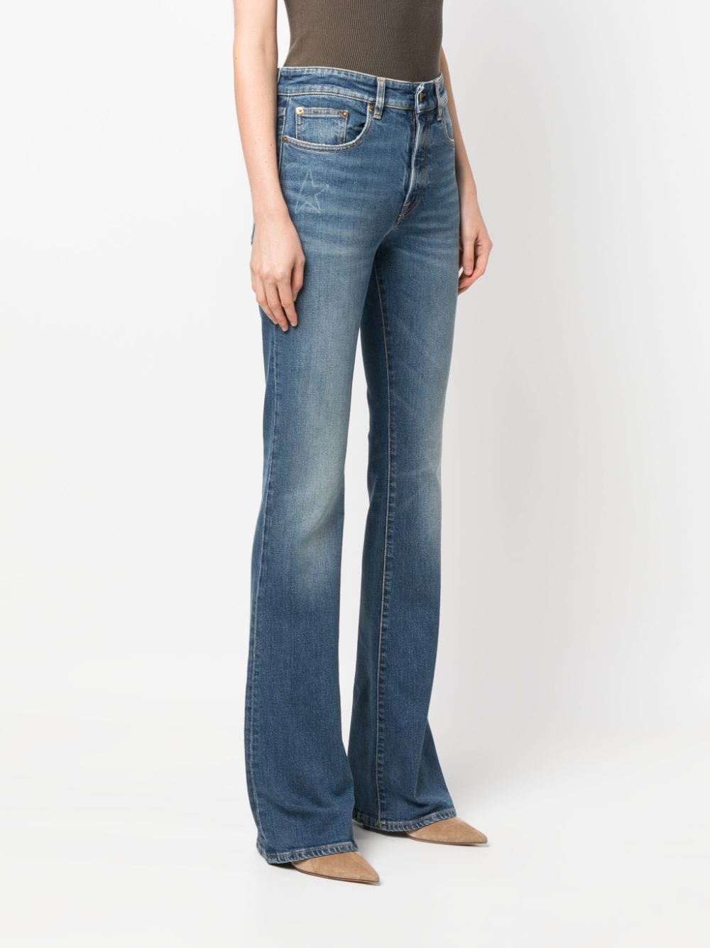 Shop Golden Goose Washed-effect Wide-leg Jeans In Blue