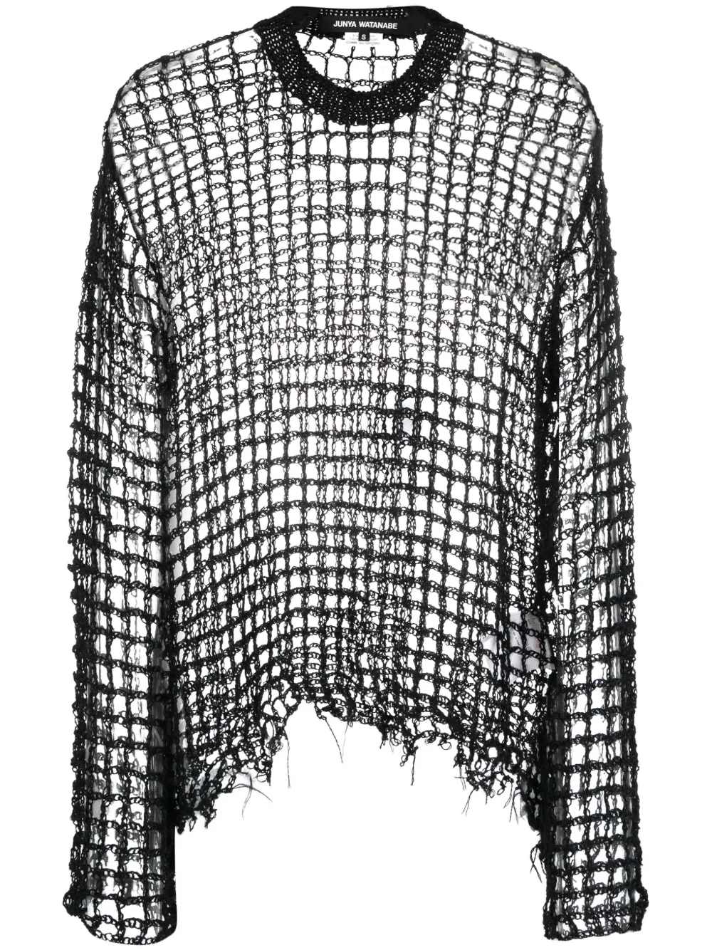 Junya Watanabe Open-knit Wool Mohair-blend Jumper In Black