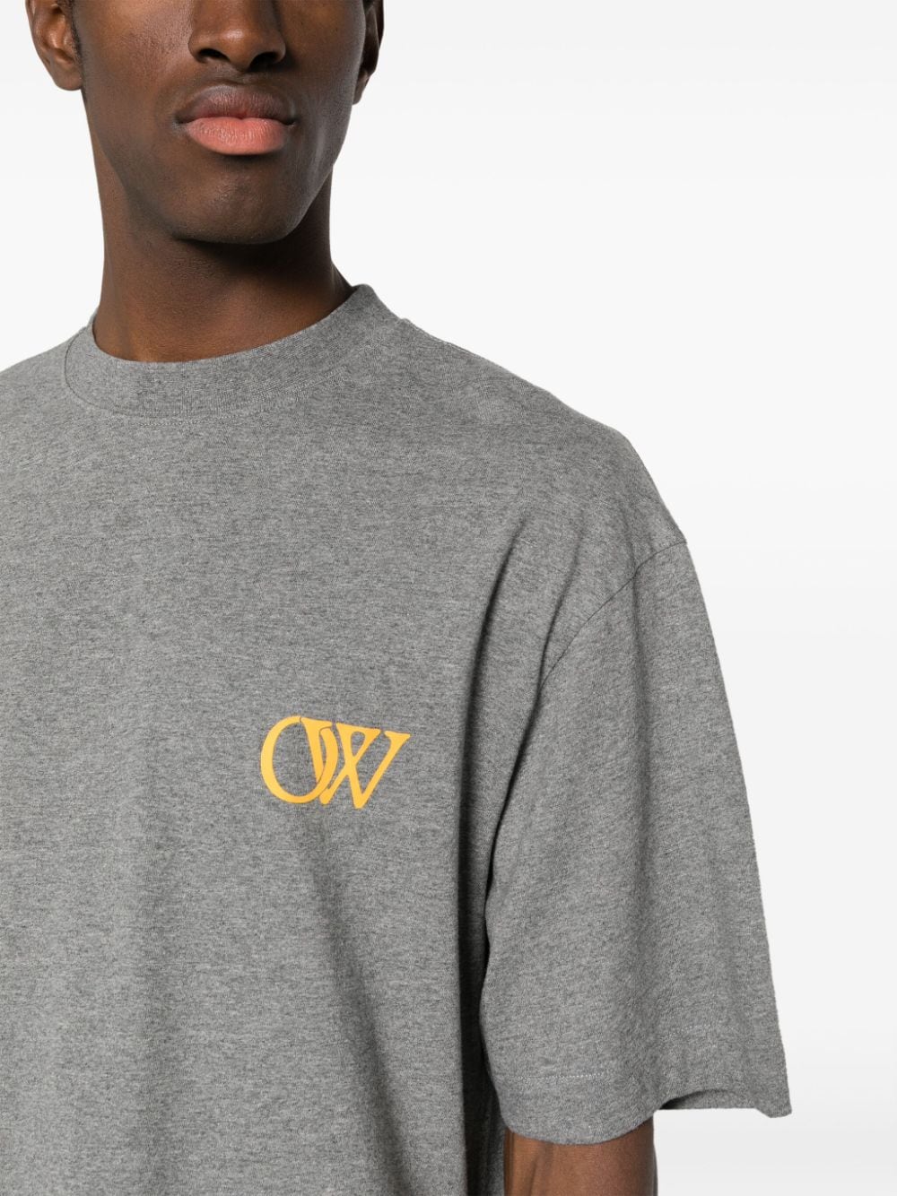 Shop Off-white Logo-print Cotton T-shirt In Grey