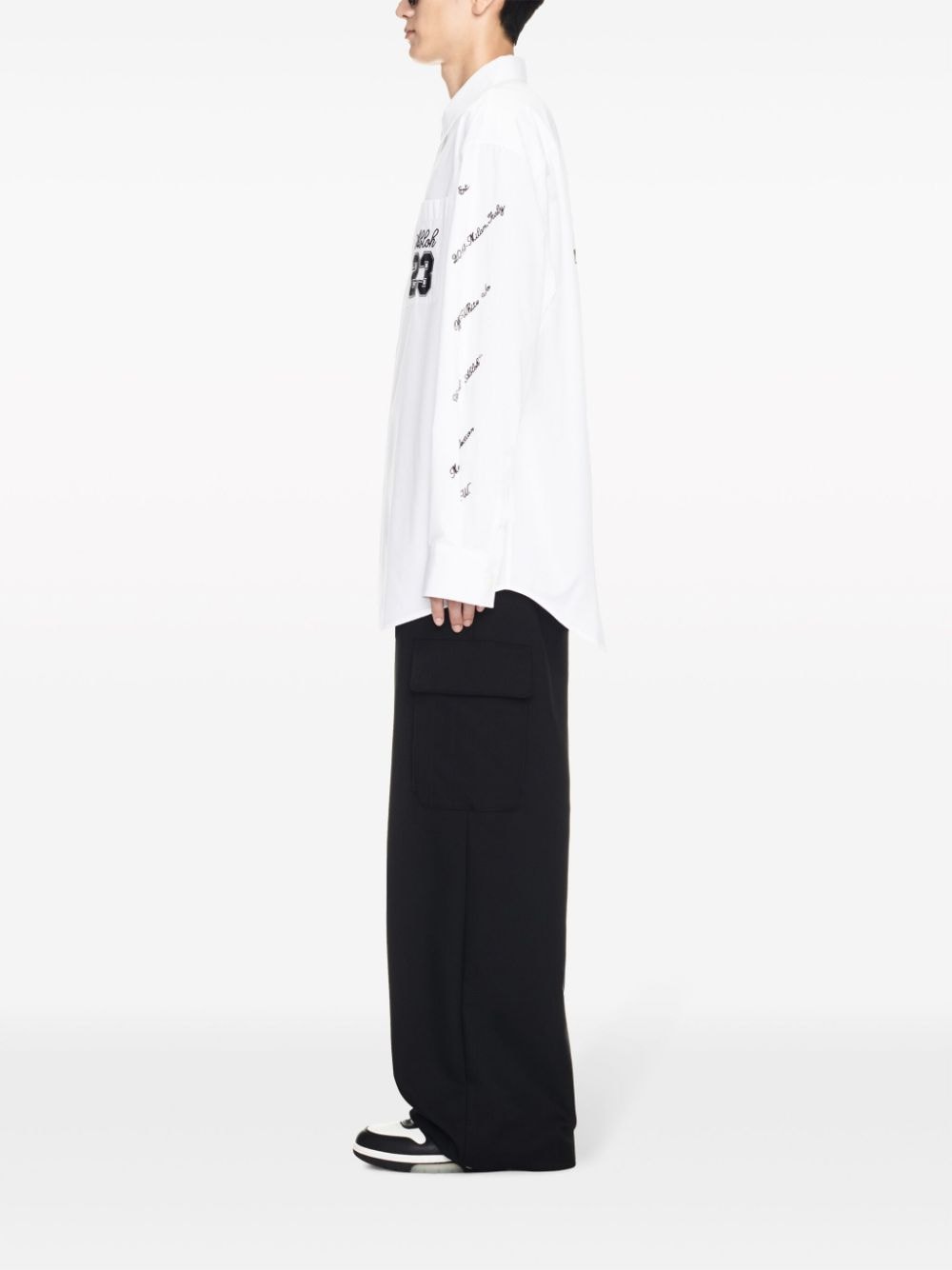 Shop Off-white Logo-embroidered Cotton Shirt In White