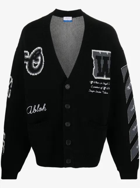 Off-White cárdigan tejido en intarsia