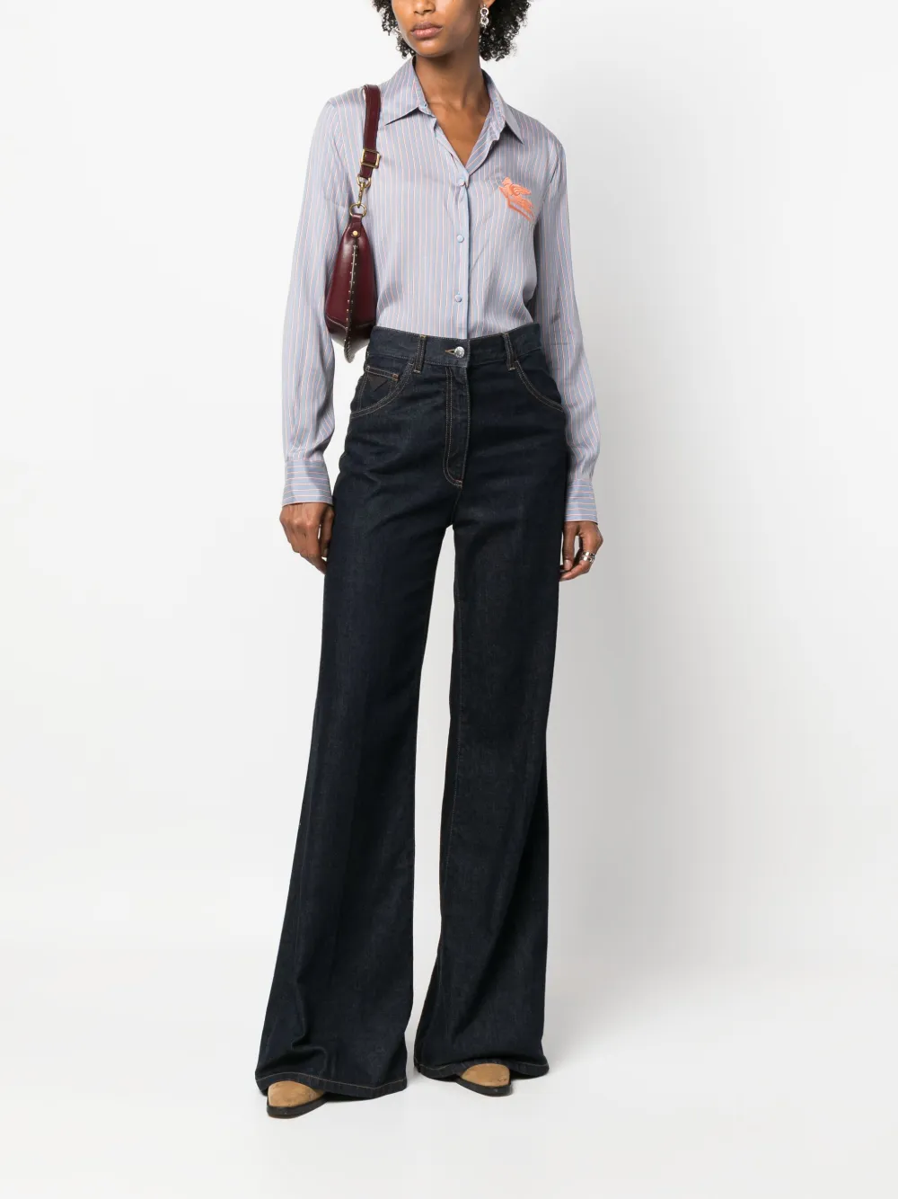 ETRO Blouse met geborduurd logo - Blauw