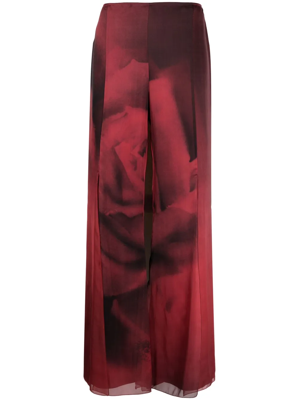Alberta Ferretti rose-print silk flared trousers · 40
