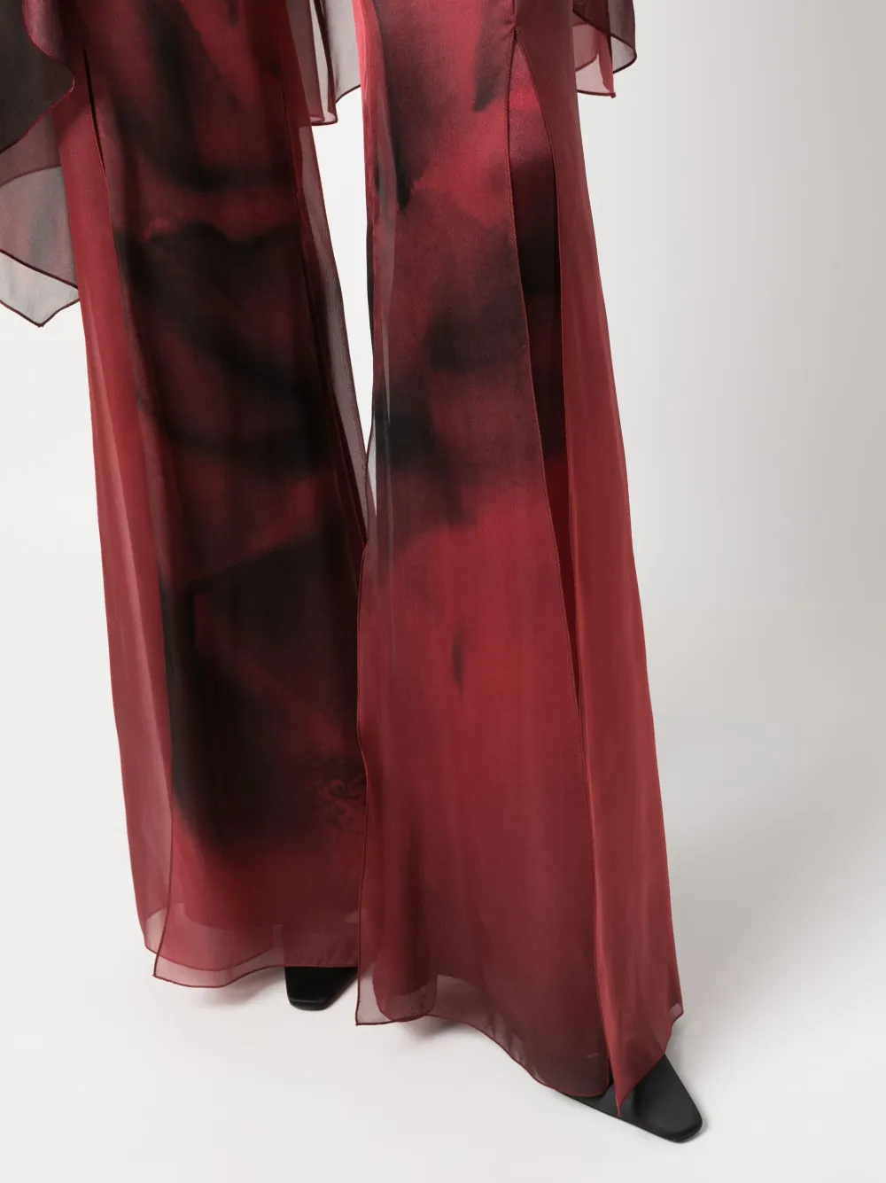 ALBERTA FERRETTI 로즈 프린트 플레어 팬츠