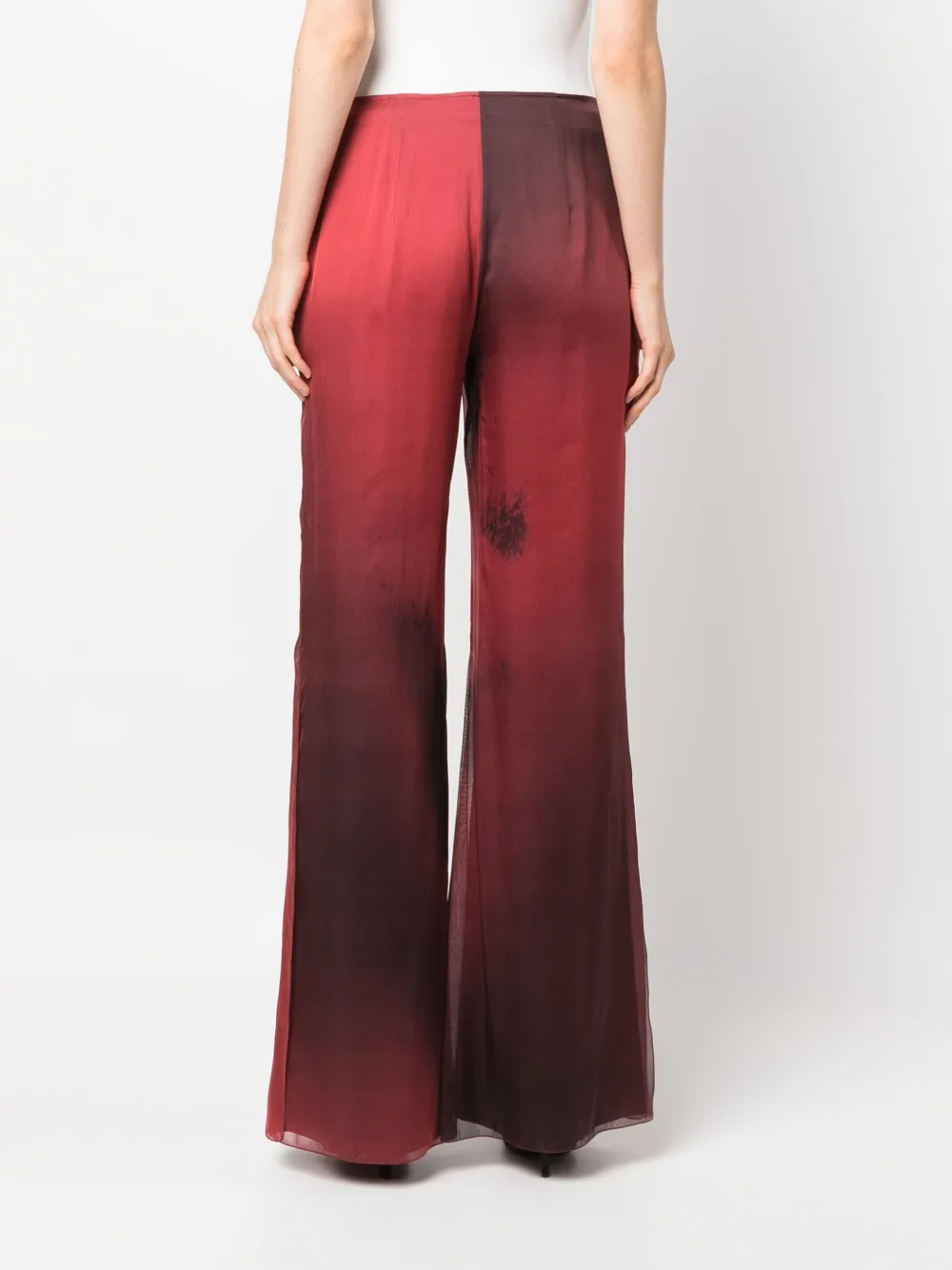 ALBERTA FERRETTI 로즈 프린트 플레어 팬츠